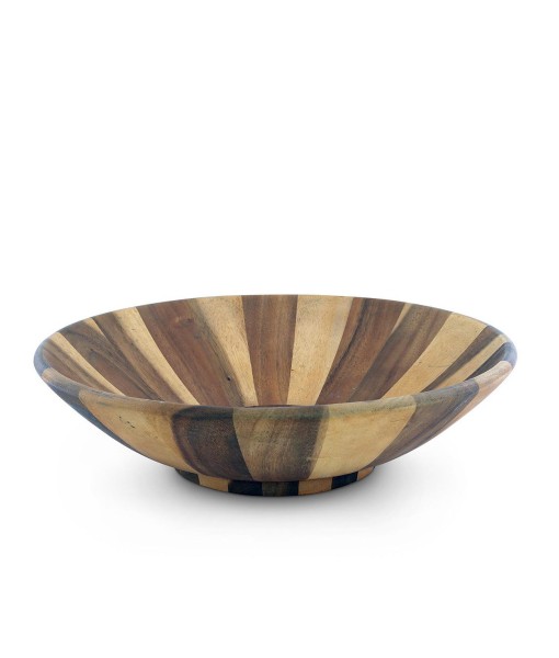 Salad Bowl Acacia Wood Serving for Fruits or Salads Wok Wave Style Extra Large Single Wooden Bowl