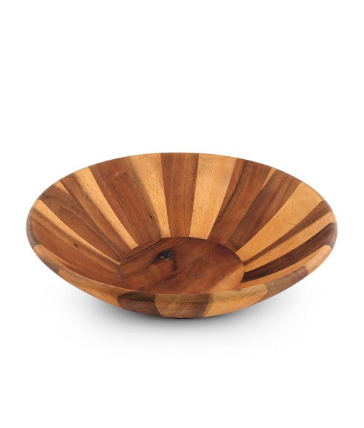 Salad Bowl Acacia Wood Serving for Fruits or Salads Wok Wave Style Extra Large Single Wooden Bowl