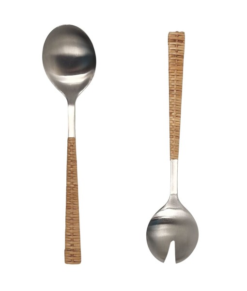 Rattan Stainless Steel 2 Piece Serving Set with Gift Box