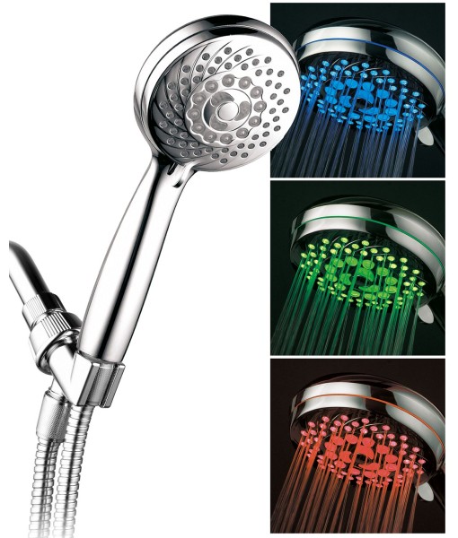 7-setting LED Hand Shower with Color-Changing Temperature Sensor