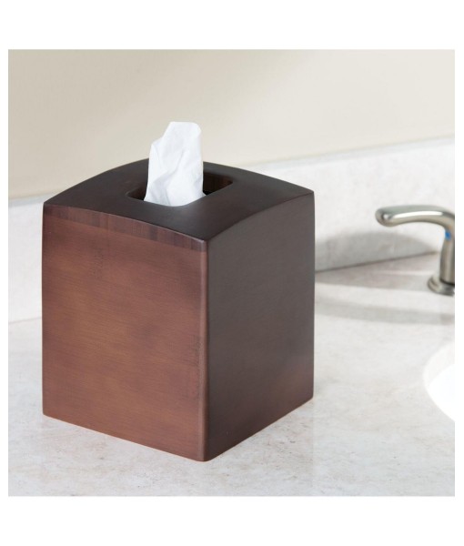 Square Bamboo Paper Facial Tissue Box Cover Holder  2 Pack - Dark Brown